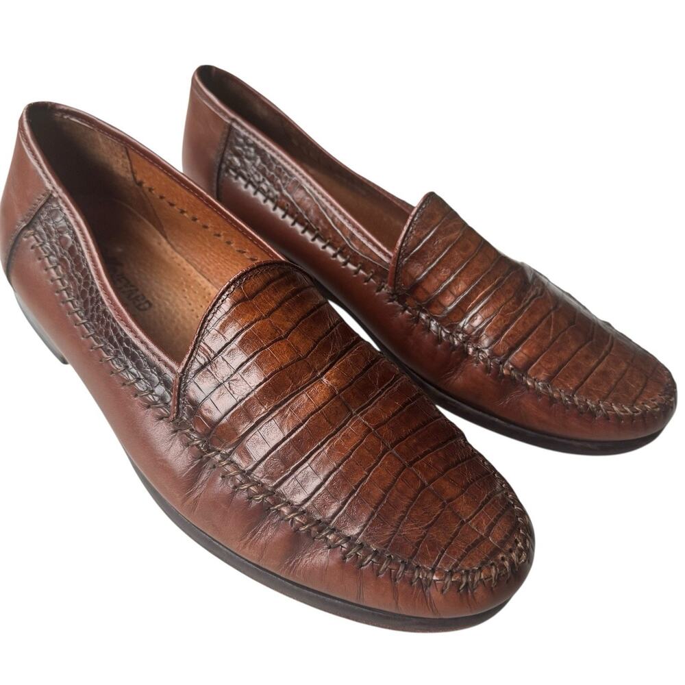 Sandro Moscoloni Lizard Leather Loafer Mens Size 9.5 Vineyard Jackson Peanut